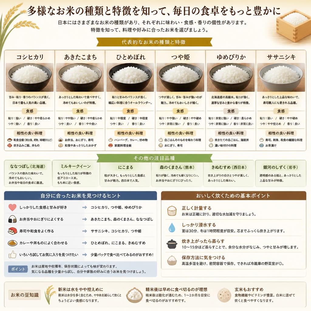 2. お米の種類を知る - それぞれの特徴
